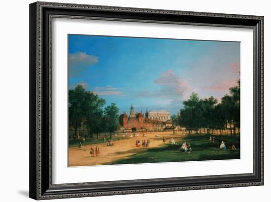 Old Horse Guards and the Banqueting Hall, Whitehall from St James's Park, 1749-Canaletto-Framed Giclee Print