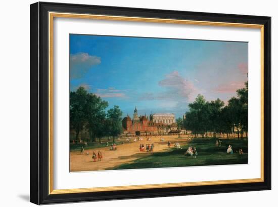 Old Horse Guards and the Banqueting Hall, Whitehall from St James's Park, 1749-Canaletto-Framed Giclee Print