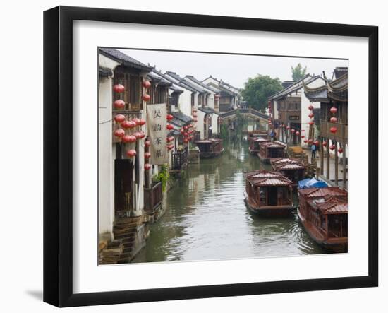 Old Houses Along the Grand Canal in Shantang Street, Old Town of Suzhou, Jiangsu, China-Keren Su-Framed Photographic Print