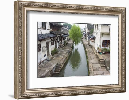 Old houses along the Grand Canal, Shaoxing, Zhejiang Province, China-Keren Su-Framed Photographic Print