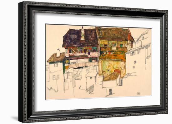 Old Houses in Krumau, 1914-Egon Schiele-Framed Giclee Print