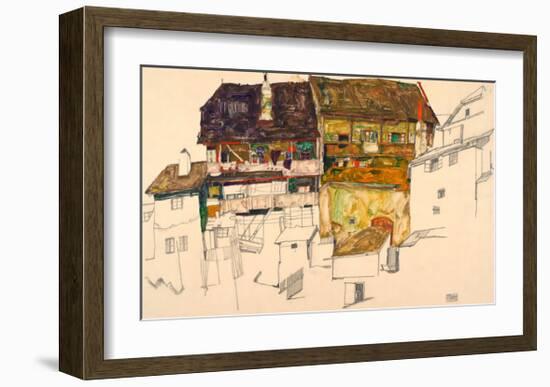 Old Houses in Krumau, 1914-Egon Schiele-Framed Giclee Print