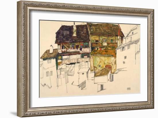 Old Houses in Krumau, 1914-Egon Schiele-Framed Giclee Print