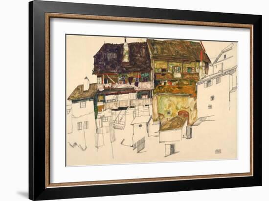 Old Houses in Krumau, 1914-Egon Schiele-Framed Giclee Print