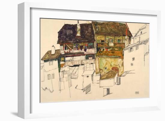 Old Houses in Krumau, 1914-Egon Schiele-Framed Giclee Print