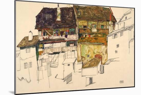 Old Houses in Krumau, 1914-Egon Schiele-Mounted Giclee Print
