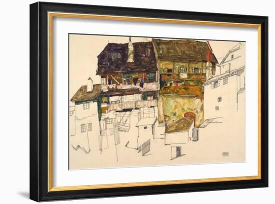 Old Houses in Krumau, 1914-Egon Schiele-Framed Giclee Print