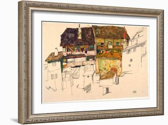 Old Houses in Krumau-Egon Schiele-Framed Giclee Print