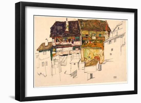 Old Houses in Krumau-Egon Schiele-Framed Giclee Print