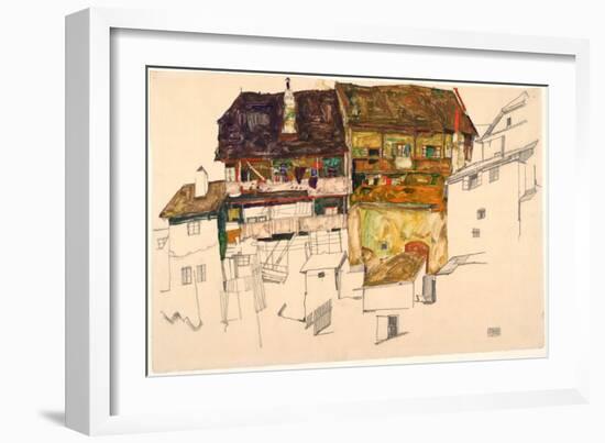 Old Houses in Krumau-Egon Schiele-Framed Giclee Print