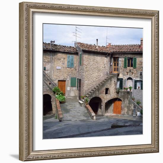 Old Houses on a Street in the Village of Monteciano in Tuscany, Italy, Europe-Tony Gervis-Framed Photographic Print