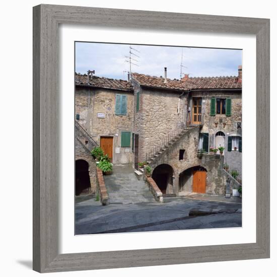 Old Houses on a Street in the Village of Monteciano in Tuscany, Italy, Europe-Tony Gervis-Framed Photographic Print