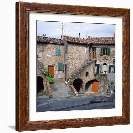 Old Houses on a Street in the Village of Monteciano in Tuscany, Italy, Europe-Tony Gervis-Framed Photographic Print