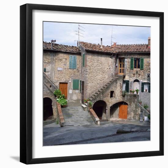 Old Houses on a Street in the Village of Monteciano in Tuscany, Italy, Europe-Tony Gervis-Framed Photographic Print