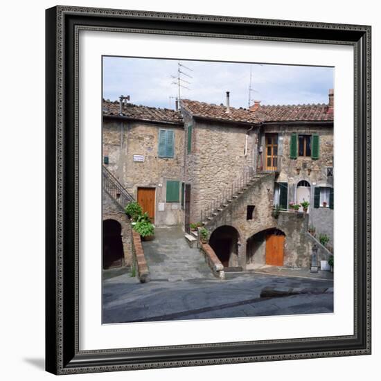 Old Houses on a Street in the Village of Monteciano in Tuscany, Italy, Europe-Tony Gervis-Framed Photographic Print