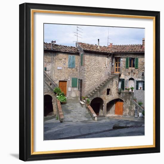 Old Houses on a Street in the Village of Monteciano in Tuscany, Italy, Europe-Tony Gervis-Framed Photographic Print