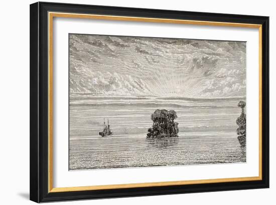 Old Illustration Of Amazon River Mouth, Brazil-marzolino-Framed Art Print