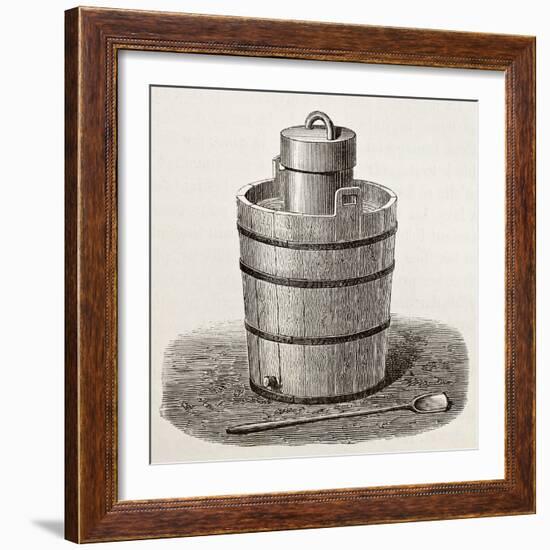 Old Illustration Of An Antique Ice Cream Maker-marzolino-Framed Art Print