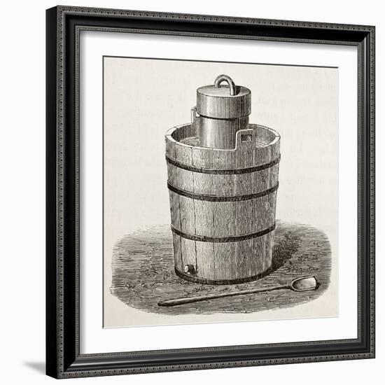 Old Illustration Of An Antique Ice Cream Maker-marzolino-Framed Art Print