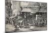 Old Illustration Of Butcher'S Shop In Frankfurt-marzolino-Mounted Art Print