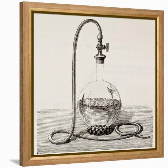 Old Illustration Of Laboratory Equipment For Water Boiling Under Vacuum-marzolino-Framed Stretched Canvas