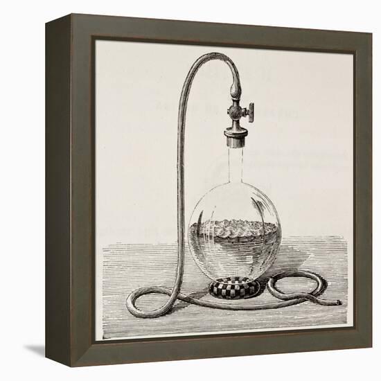 Old Illustration Of Laboratory Equipment For Water Boiling Under Vacuum-marzolino-Framed Stretched Canvas