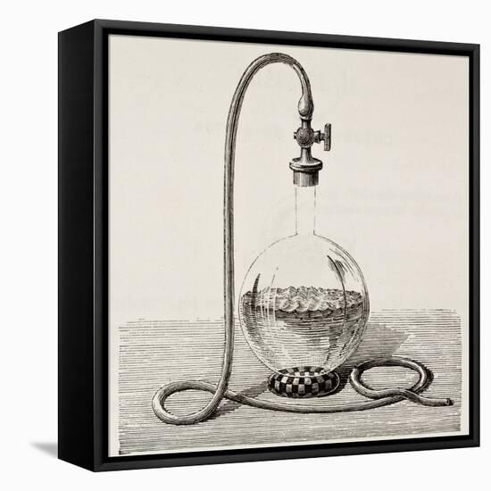 Old Illustration Of Laboratory Equipment For Water Boiling Under Vacuum-marzolino-Framed Stretched Canvas