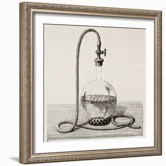 Old Illustration Of Laboratory Equipment For Water Boiling Under Vacuum-marzolino-Framed Art Print