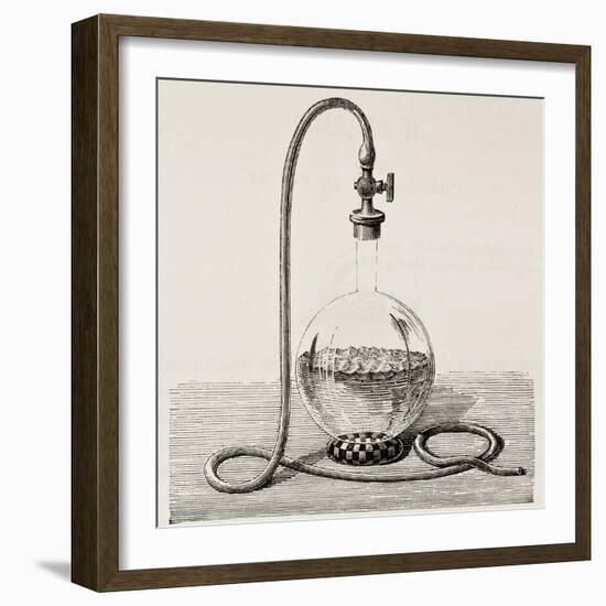 Old Illustration Of Laboratory Equipment For Water Boiling Under Vacuum-marzolino-Framed Art Print