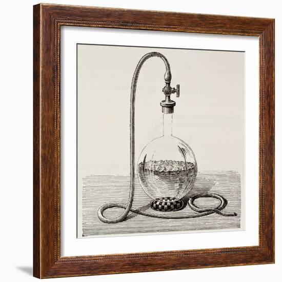 Old Illustration Of Laboratory Equipment For Water Boiling Under Vacuum-marzolino-Framed Art Print