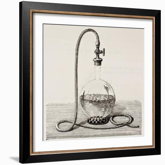 Old Illustration Of Laboratory Equipment For Water Boiling Under Vacuum-marzolino-Framed Art Print