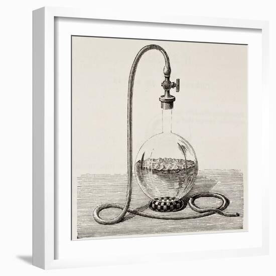 Old Illustration Of Laboratory Equipment For Water Boiling Under Vacuum-marzolino-Framed Art Print