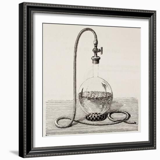 Old Illustration Of Laboratory Equipment For Water Boiling Under Vacuum-marzolino-Framed Art Print