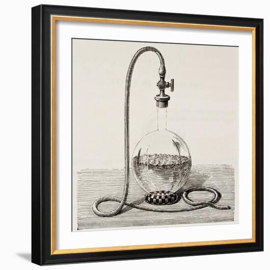 Old Illustration Of Laboratory Equipment For Water Boiling Under Vacuum-marzolino-Framed Art Print