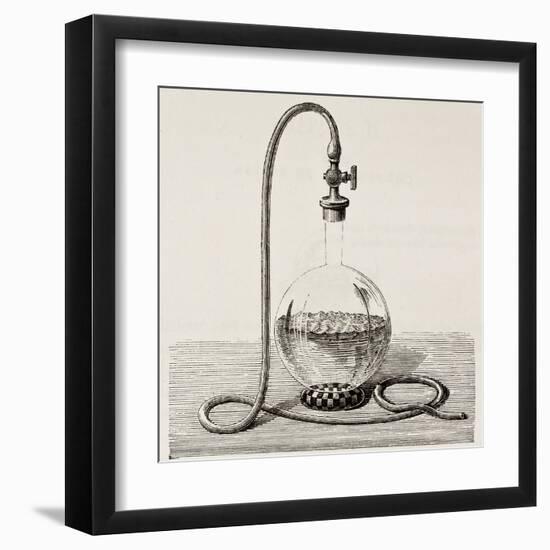 Old Illustration Of Laboratory Equipment For Water Boiling Under Vacuum-marzolino-Framed Art Print