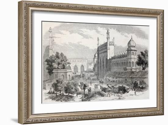 Old Illustration Of Main Street In Lucknow, India-marzolino-Framed Art Print