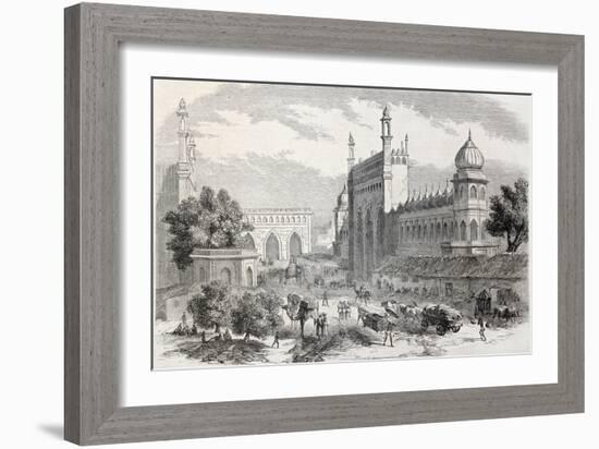 Old Illustration Of Main Street In Lucknow, India-marzolino-Framed Art Print