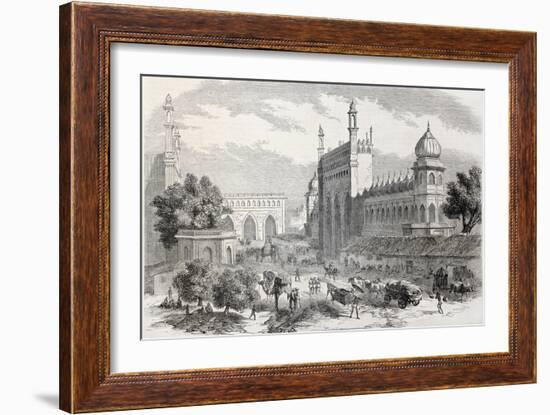 Old Illustration Of Main Street In Lucknow, India-marzolino-Framed Art Print