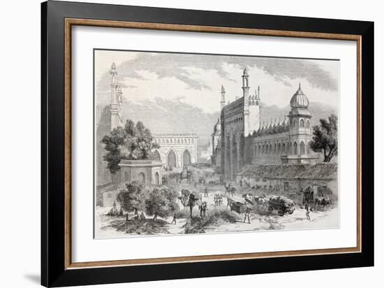 Old Illustration Of Main Street In Lucknow, India-marzolino-Framed Art Print