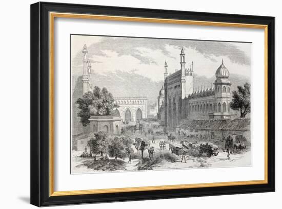 Old Illustration Of Main Street In Lucknow, India-marzolino-Framed Art Print