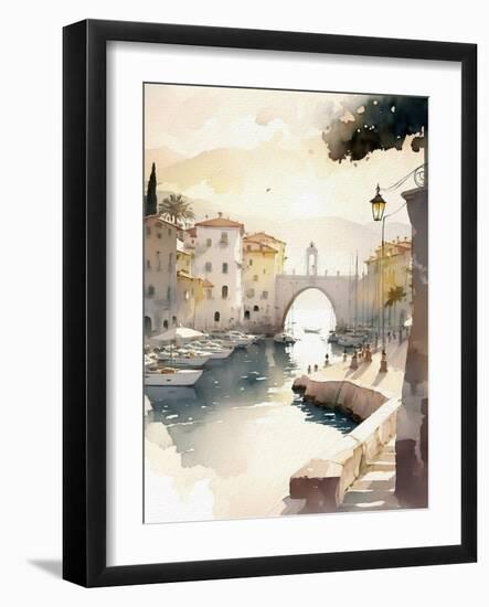 Old Italian Harbor-Lana Kristiansen-Framed Art Print