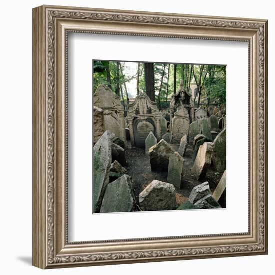 Old Jewish Cemetery, Josefov, Old Town, Prague, Central Bohemia, Czech Republic-null-Framed Premium Giclee Print