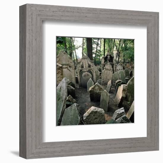 Old Jewish Cemetery, Josefov, Old Town, Prague, Central Bohemia, Czech Republic-null-Framed Premium Giclee Print