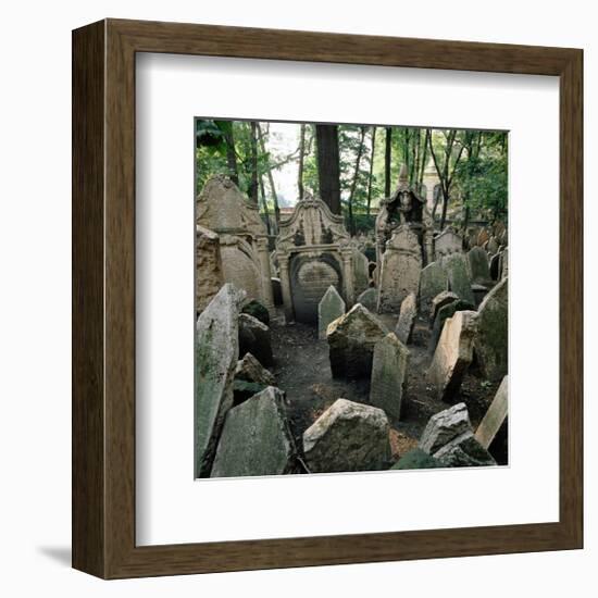 Old Jewish Cemetery, Josefov, Old Town, Prague, Central Bohemia, Czech Republic-null-Framed Premium Giclee Print