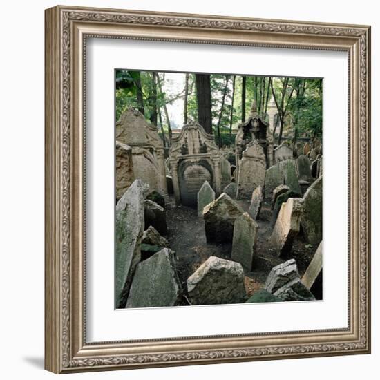 Old Jewish Cemetery, Josefov, Old Town, Prague, Central Bohemia, Czech Republic-null-Framed Art Print
