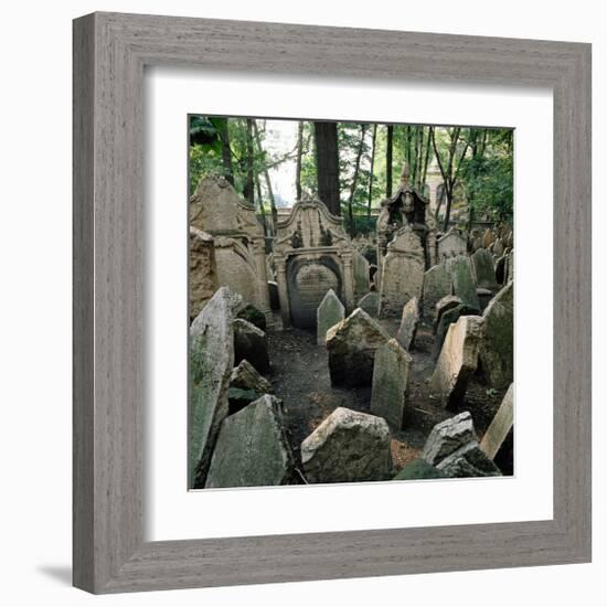 Old Jewish Cemetery, Josefov, Old Town, Prague, Central Bohemia, Czech Republic-null-Framed Art Print