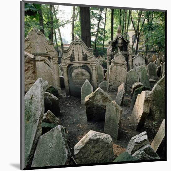 Old Jewish Cemetery, Josefov, Old Town, Prague, Central Bohemia, Czech Republic-null-Mounted Art Print