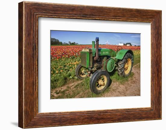 Old John Deere, Wooden Shoe Tulip Farm, Woodburn, Oregon, USA-Rick A^ Brown-Framed Photographic Print