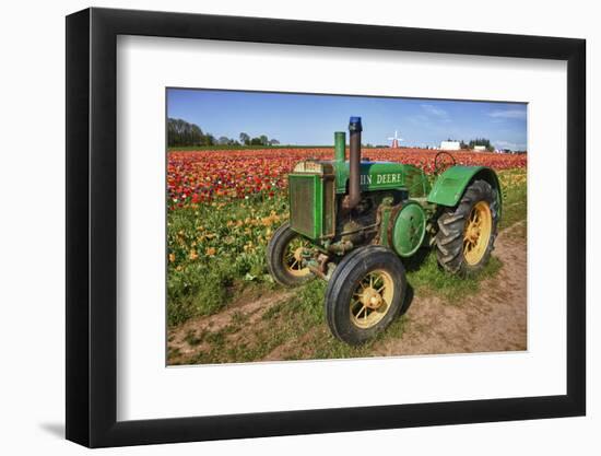 Old John Deere, Wooden Shoe Tulip Farm, Woodburn, Oregon, USA-Rick A^ Brown-Framed Photographic Print