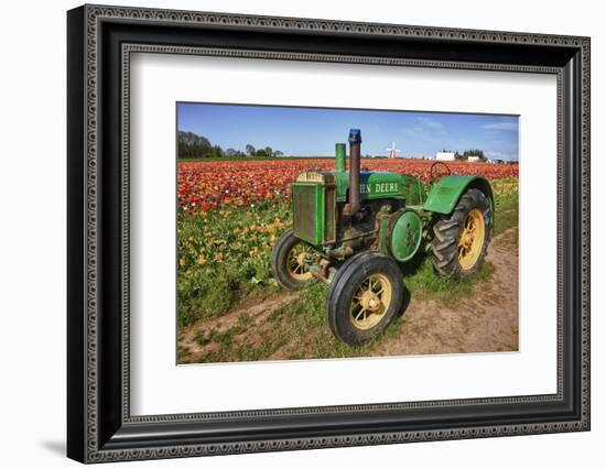 Old John Deere, Wooden Shoe Tulip Farm, Woodburn, Oregon, USA-Rick A^ Brown-Framed Photographic Print